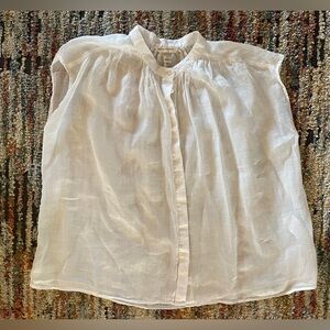 Banana Republic Cream Boxy Blouse with Cap Sleeves